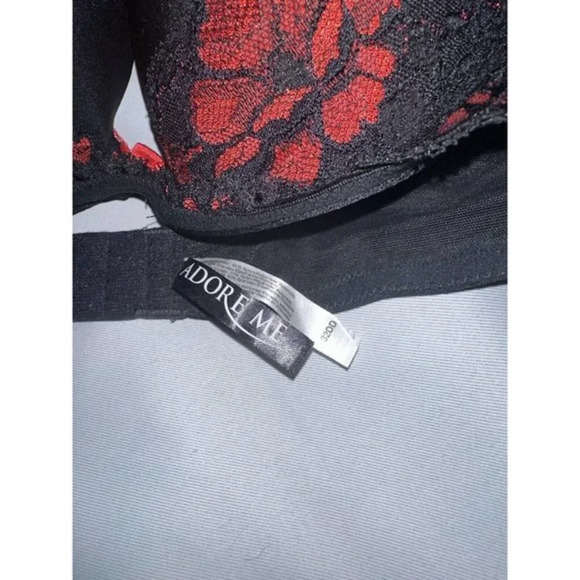 Adore Me Plunge Red Lace Bra Push up 32DD New no tags - Picture 3 of 3